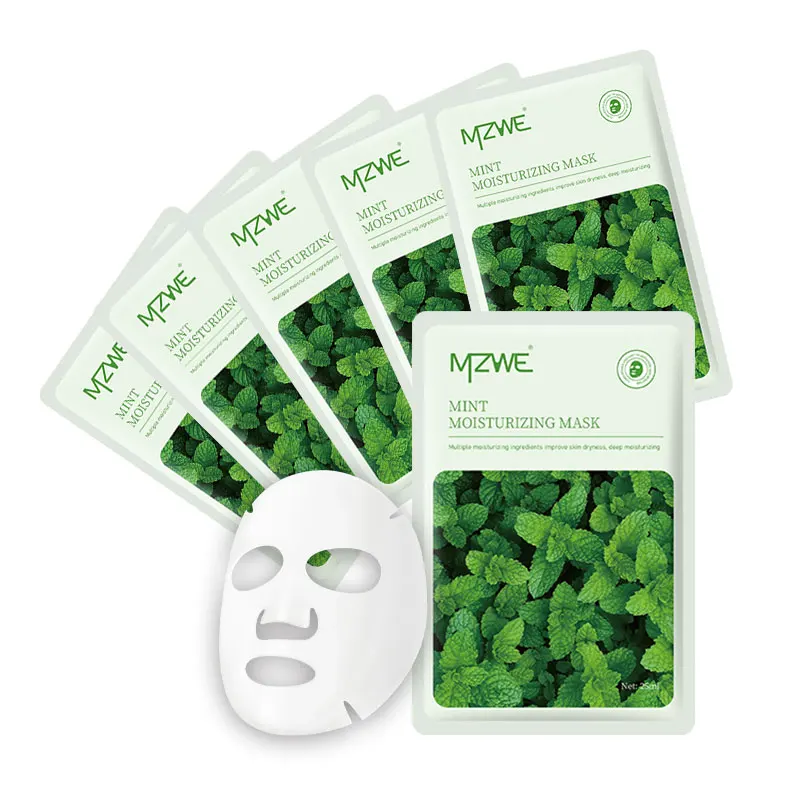2024 OEM MZWE Korean Organic Mint Soothing Deep Moisturizing Face Mask Sodium Whitening Facial Mask