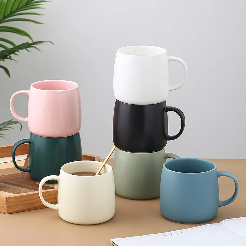 wholesale custom 16oz color glaze matte ceramic mug with handle