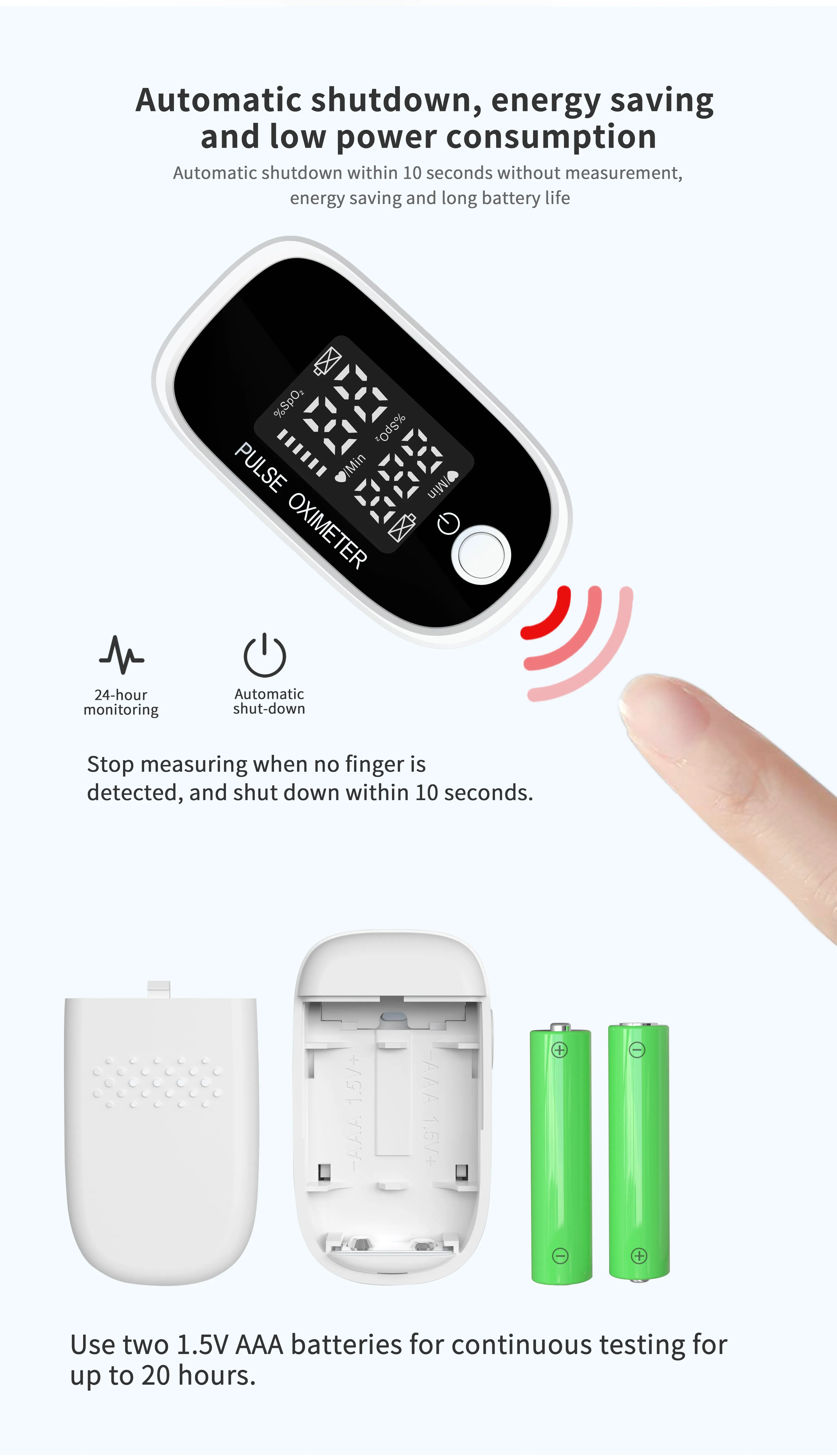 Pulse Oximeter Finger Clip Pulse Monitor Home Monitoring Pulse Oximeter Blood Oxygen Saturation Detector Clip
