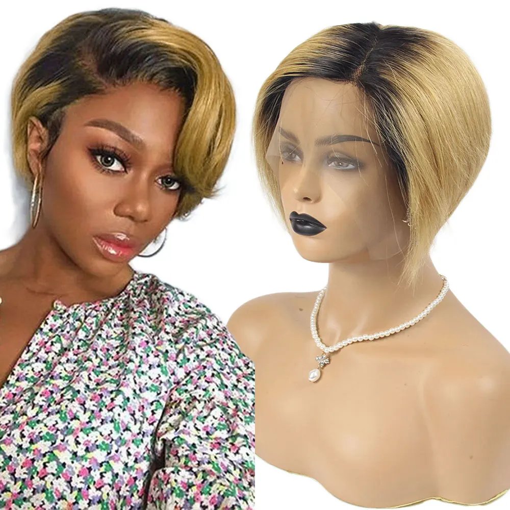 Оптовая продажа натуральные индийские волосы выровненные по кутикуле 13x4 полностью кружевные кудрявные короткие парики из натуральных 100% волос для черных женщин