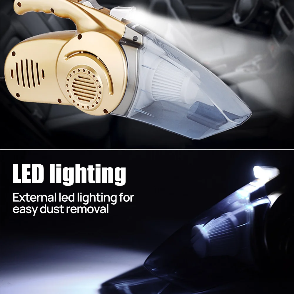 4 in 1 High Power 120W Multifunctional  Portable Car Vacuum Cleaner with Compressor