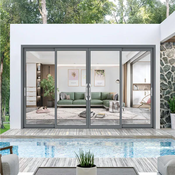 White house door thermal break aluminium three tracks sliding door for villa