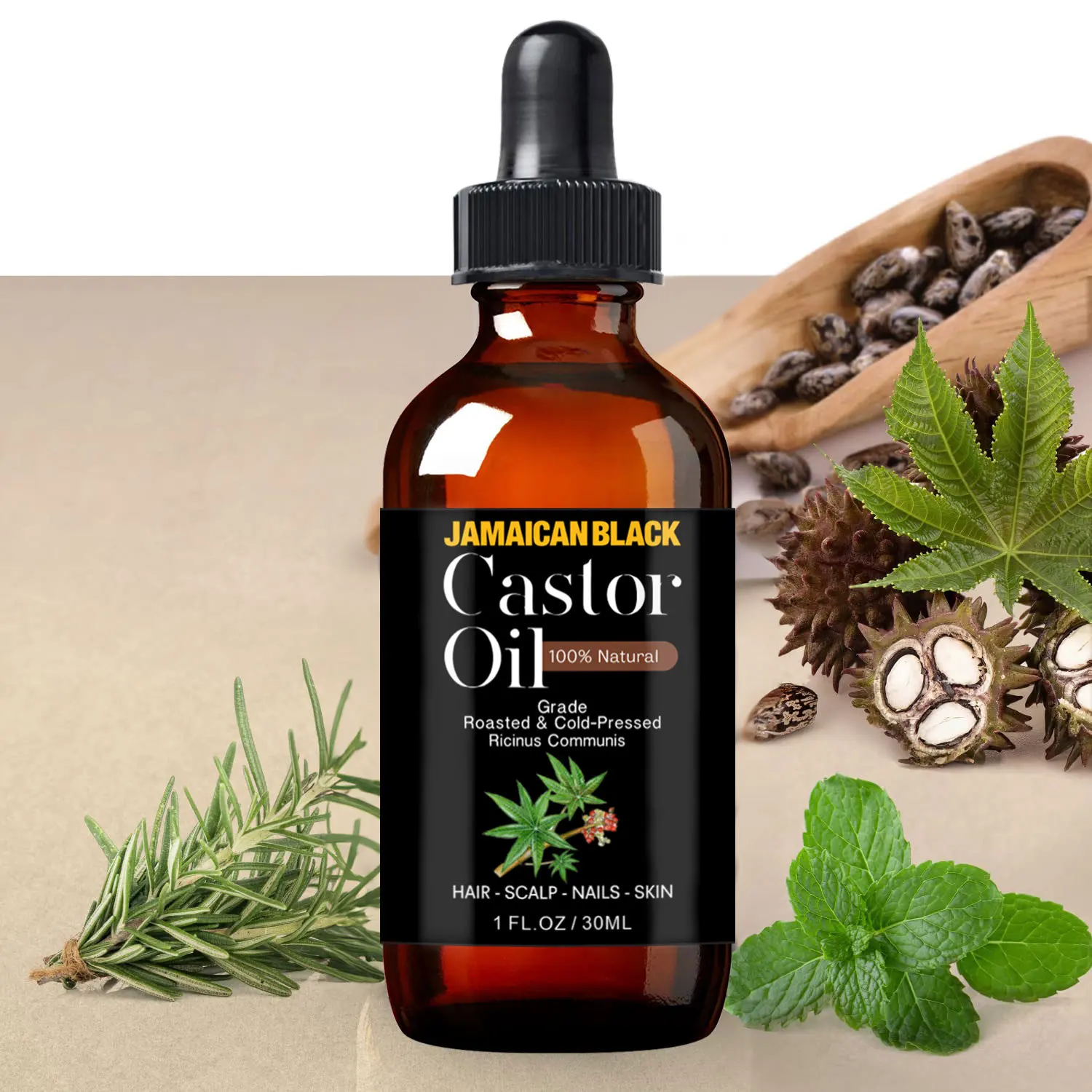 Private label custom nourishes prevents hair breakage eyelash growth organic black castor oil for hair growth