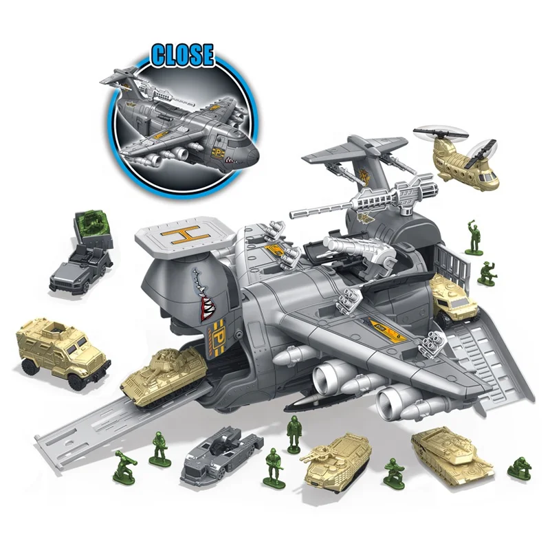 Military car aircraft toy set fighter model toy with mini cars for kids