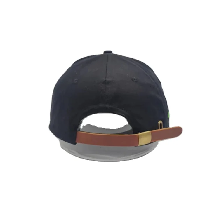 custom vintage logo embroidery snapback cap leather strap men hats