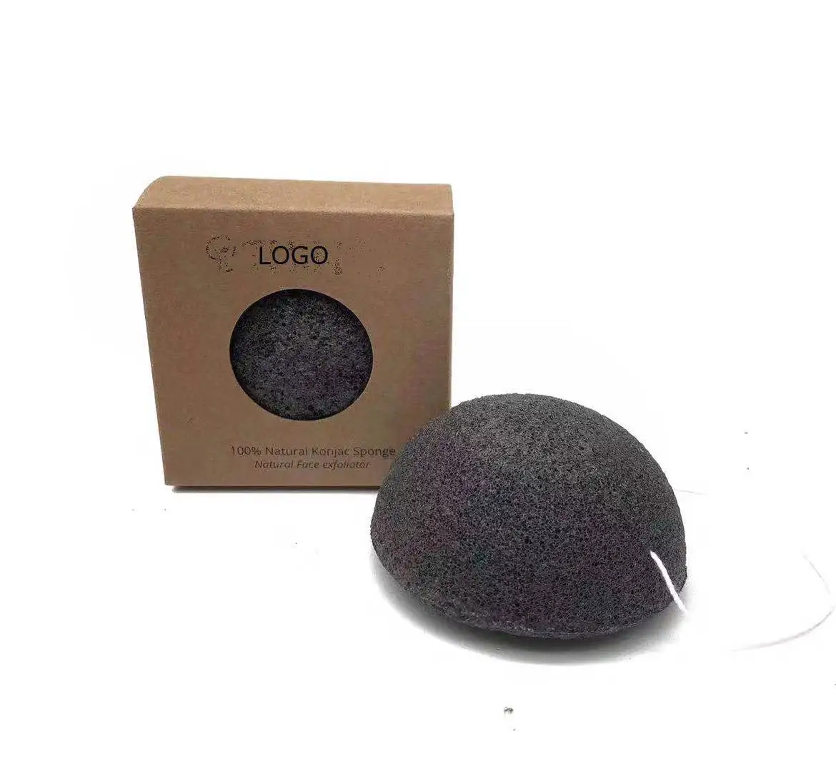 Wholesale Organic Face sponge bamboo 100% Natural Charcoal Heart Shape Konjac Sponge Puff