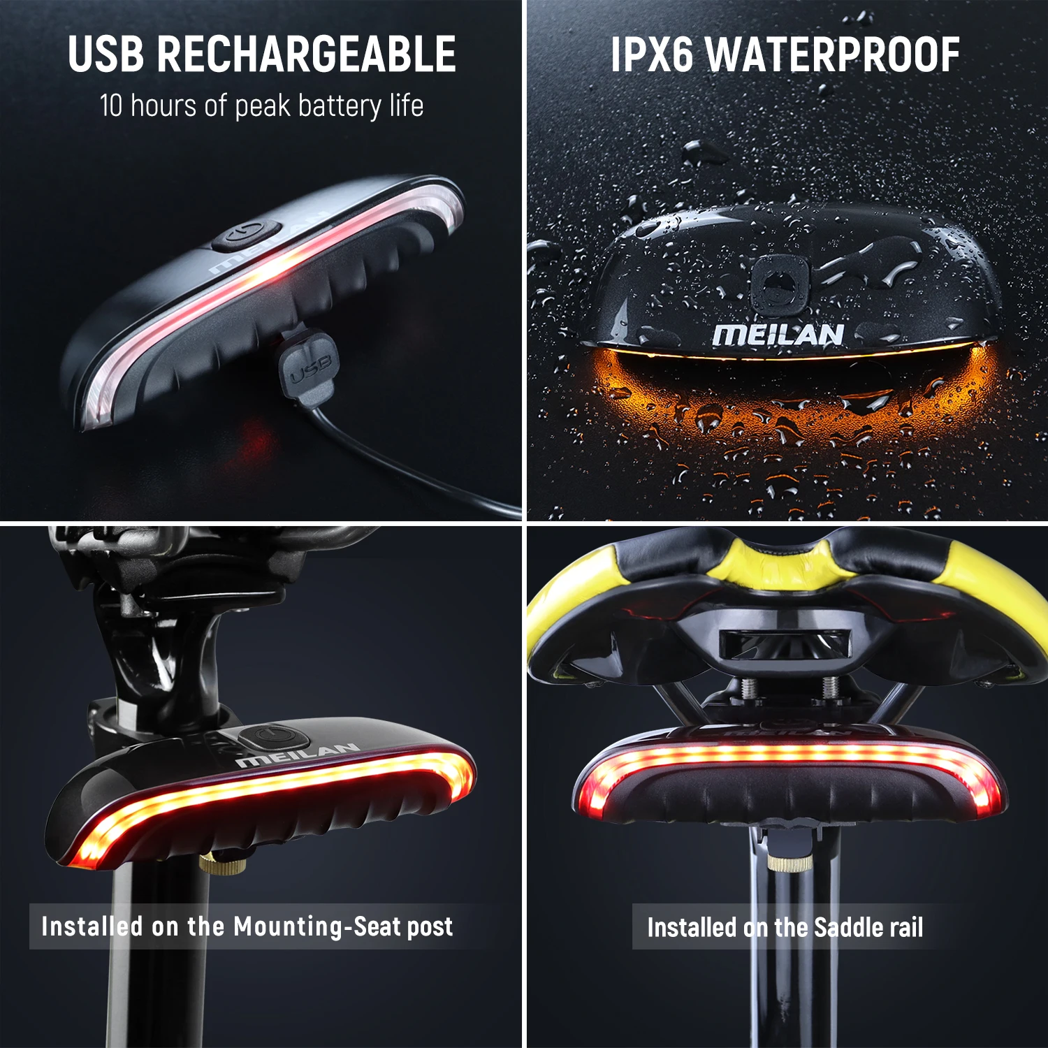 Brightness Smart Bike Accessory Meilan Bicycle Rear Light Cute Eye Road Accessories Bike Riding Tail Light With Remote Control