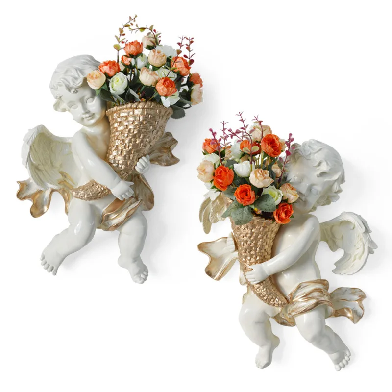 Angel wall flowerpot flower arrangement European three-dimensional home decor  background wall wedding decorations