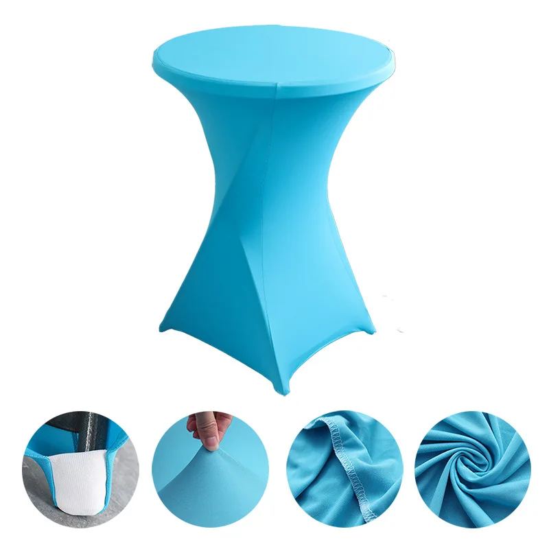 Custom Cheap Stretch Polyester Spandex Black Fitted High Round Bar Cocktail Table Cloths Table Cover For Wedding Event