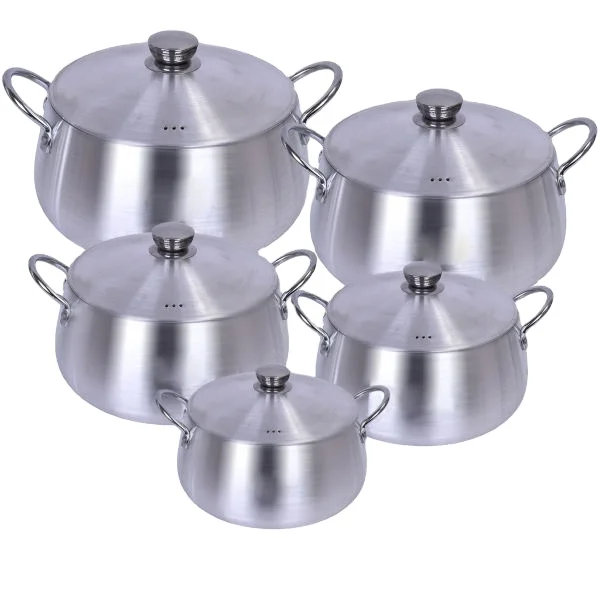 Weinuo factory  wholesale 16/18/20/22/24 CM Sanding Belly Shape Aluminum Cooking Pot Set  aluminum pot set