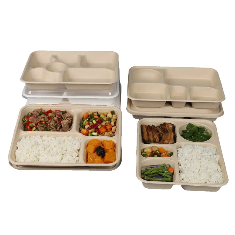 Food Packaging Eco Friendly Take Away Lunch Packing Boxes Takeaway Containers Disposable Biodegradable Custom bagasse lunch box