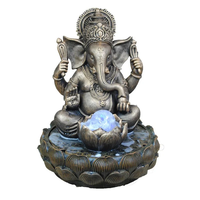Modern indoor decorative metal brass bronze hindu god ganesh statue water fountain