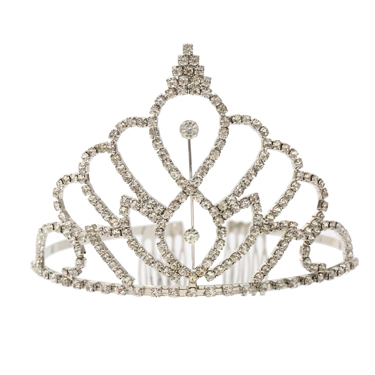 Wholesale Crystal Rhinestone Crown Tiaras Elegant Queen Princess Crown Headband with Comb Pageant Prom Headpieces for Women