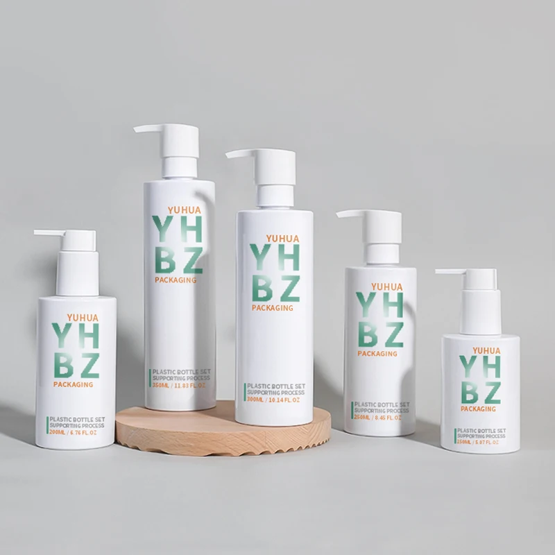 New Arrival 150ml White Plastic Lotion Bottle Pump PET Flip Cap Cylinder Bottle Empty 300ml Refillable Container Shampoo Bottles