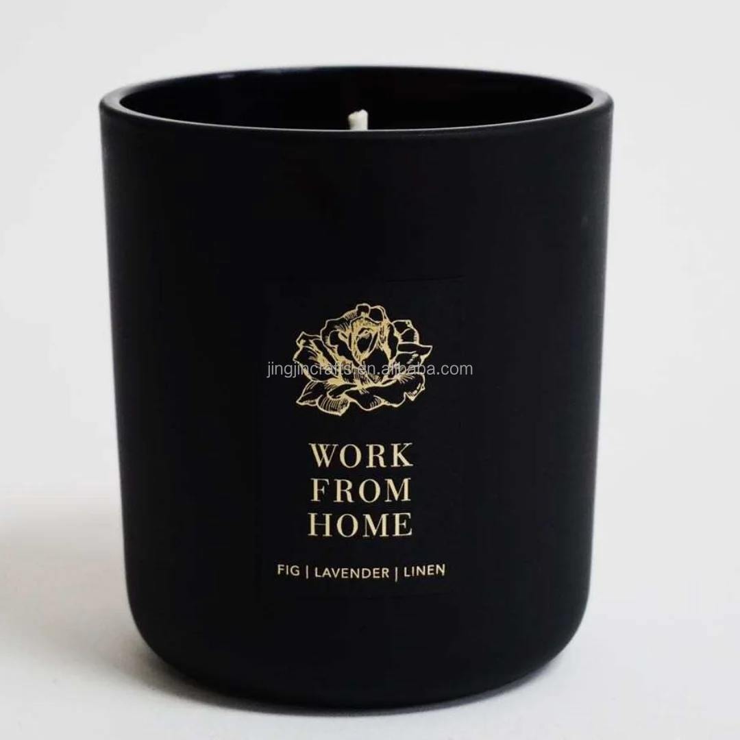 14 oz 16 oz empty matte black and white glass candle jar sprayed color candle vessel w wood lid wholesale for wedding home decor