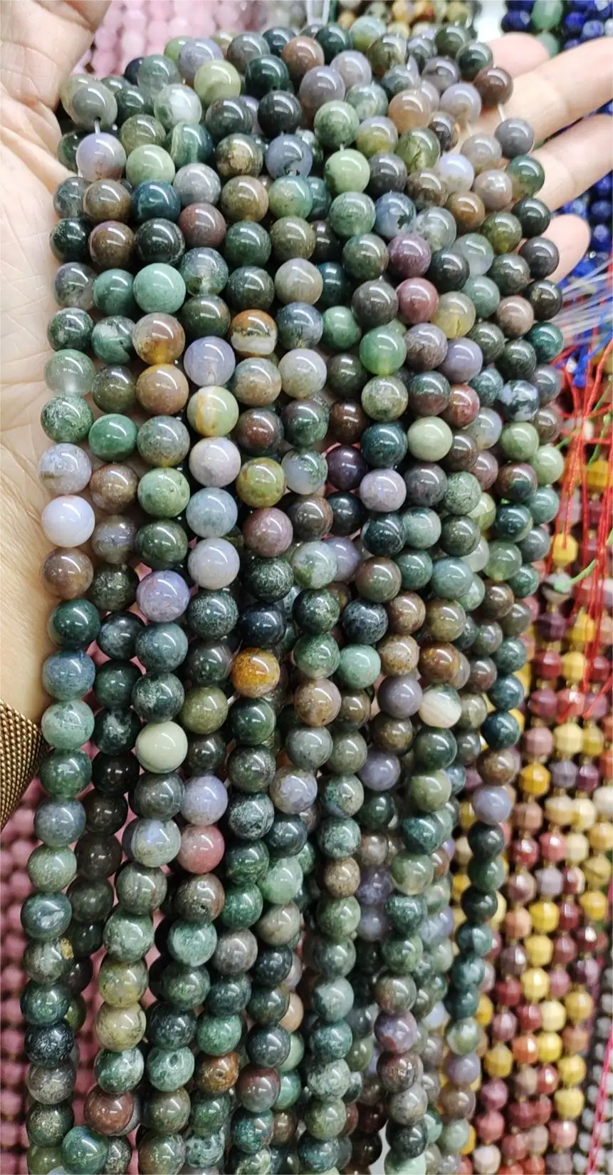 YMJ Hot Sell 4mm 6mm 8mm 10mm 12mm Indian Agate Loose Bead Smooth Round Stone beads for Jewelry Making Bracelet