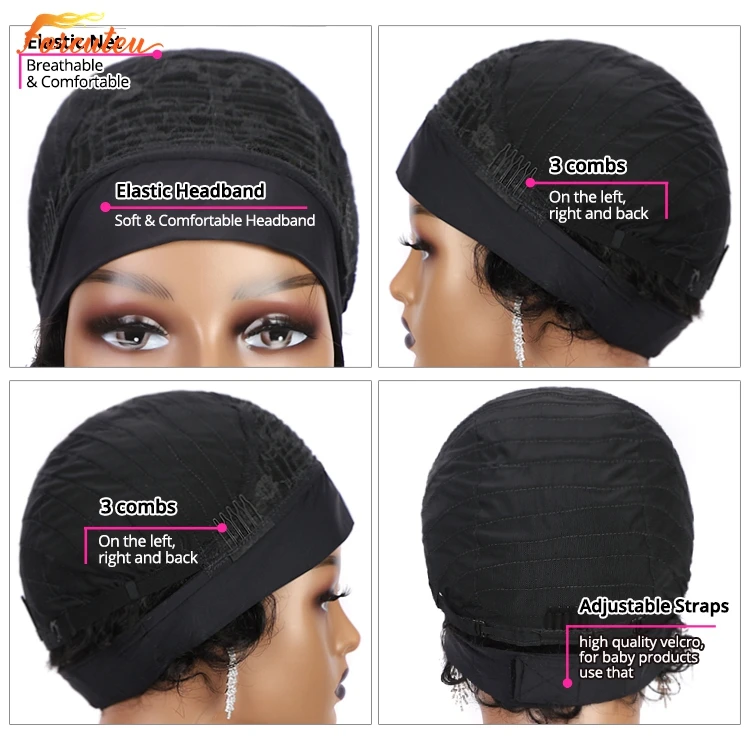 Forcuteu Wholesale Short Black Woman Raw Perruque Brazilian Cuticle Aligned Virgin Adjustable Afro Kinky Curly Human Hair Headband Wig