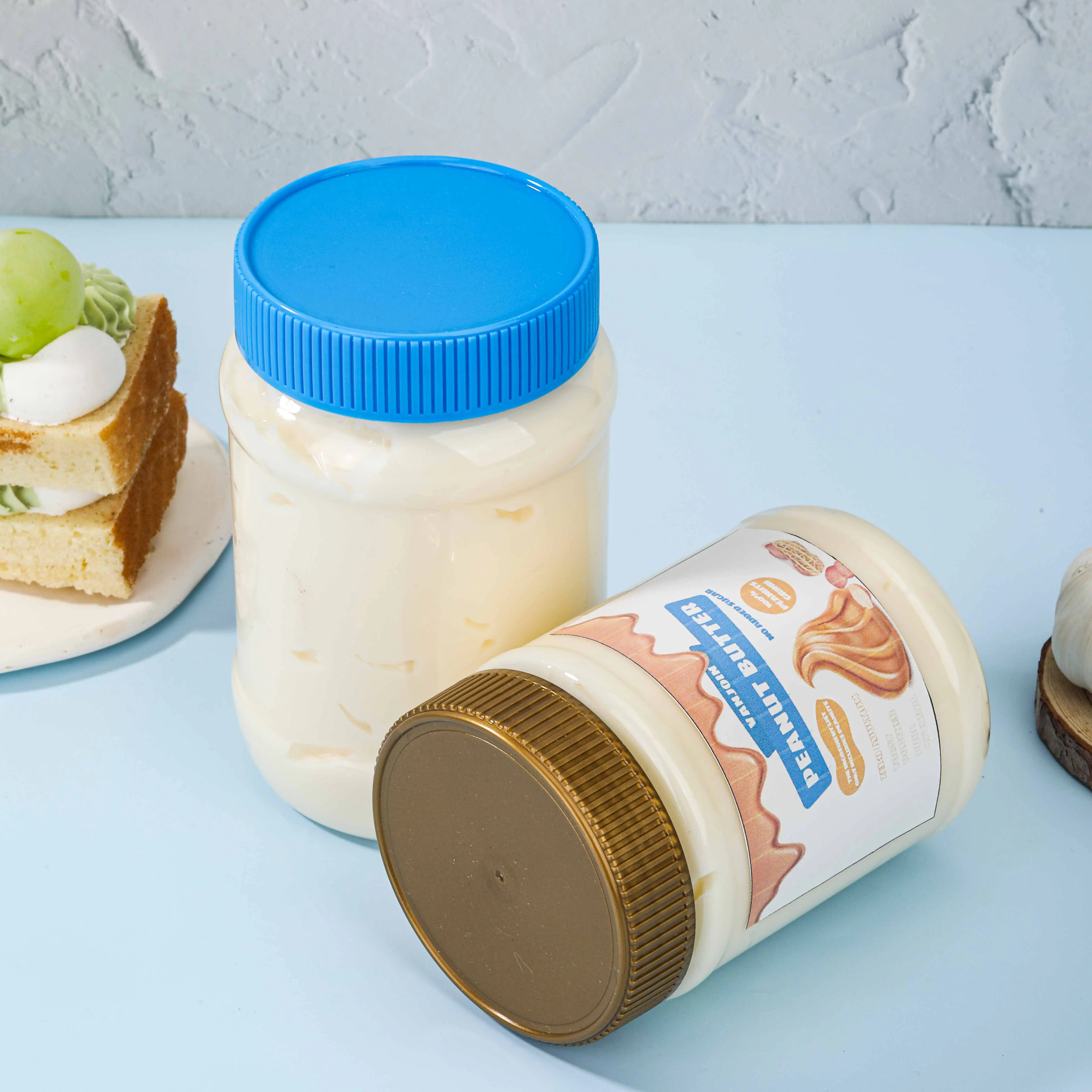 350ml 450ml OEM /ODM Empty Round Pet Plastic Jam Mayonnaise Peanut Butter Packaging Jars with Screw Cap