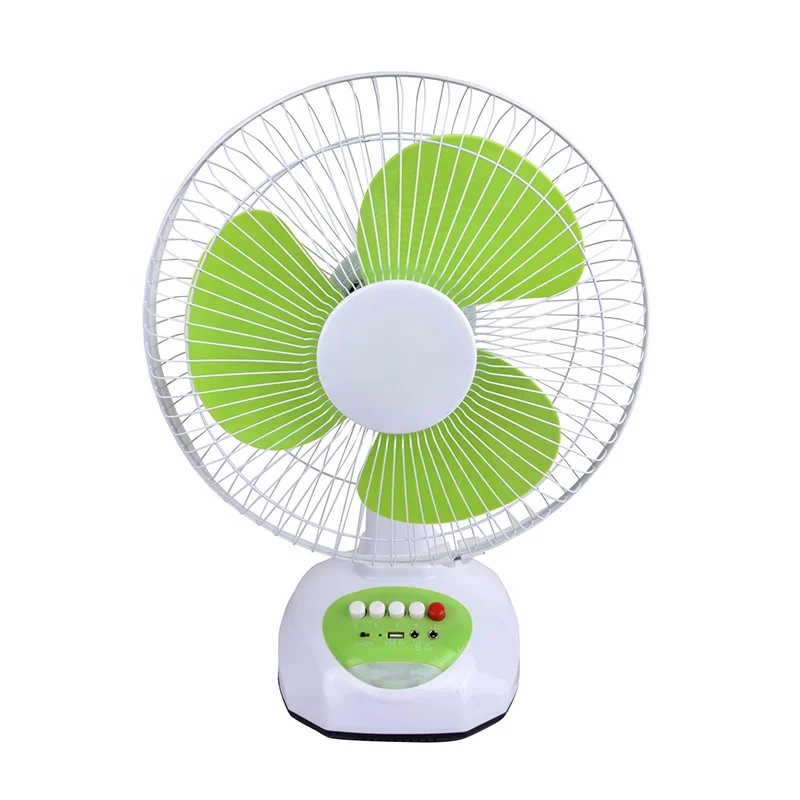 12 Inch Wholesales Rechargeable Air Cooling Fan Table Stand Fan With Solar Panel LED Light