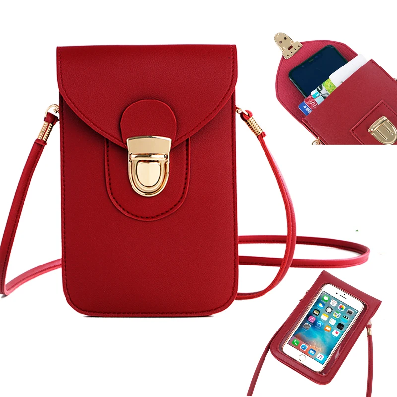 OLEI модные горячие продажи мини сумки через плечо прозрачный сенсорный экран кросс-боди сумка для мобильного телефона PU материал для женщин