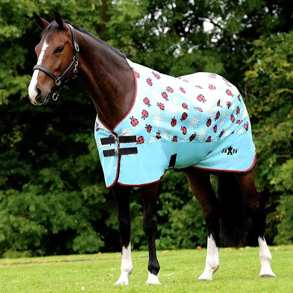 fly sheet polyester horse blanket and rug with adjustable leg strap