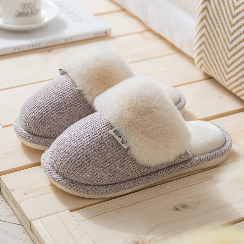 Classic design wholesale faux cony hair fleece indoor slippers for women girls