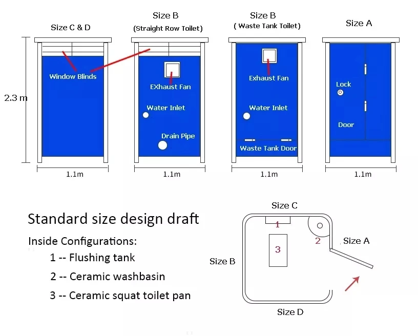 CGCH Manufacturer Design Detachable Mobile Toilet Lightweight Shop Use Prefab Mobile Toilet