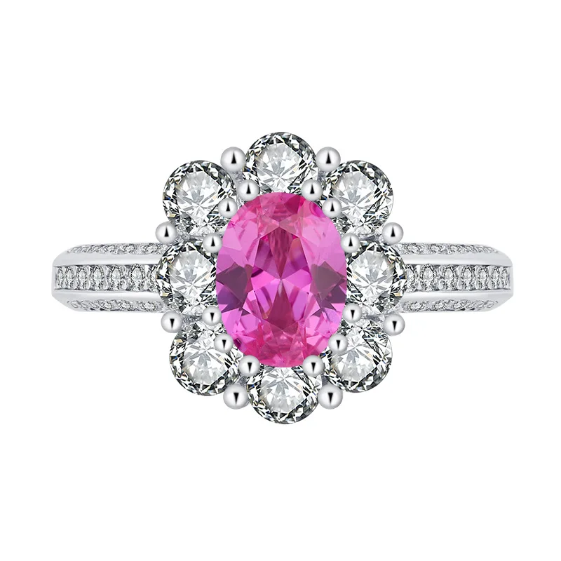 Adodo jewelry factory 5A 8A CZ zirconia Gemstone Jewelry 925 Sterling Silver Rhodium Plated Eternity Band Blossom Women Rings