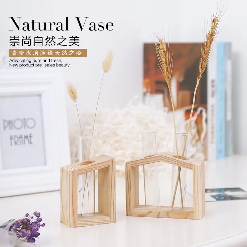 Simple nordic style test tube glass vase decoration creative scindapsus aureus hydroponic plant container home  decoration