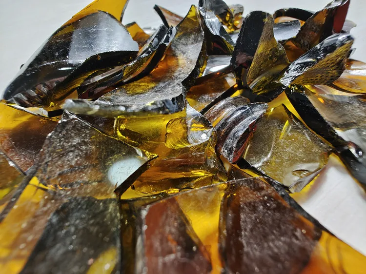 Amber Recycled Glass Cullets Brown Broken Glass for Crafts