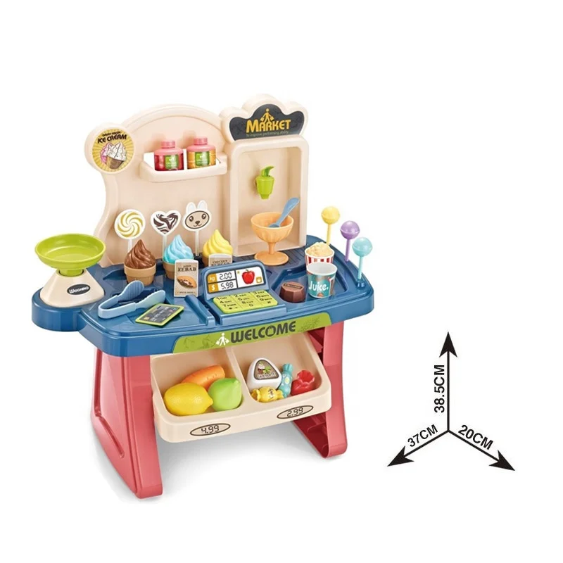 EPT Battery Operated 33Pcs Pretend Store Role Play Game Home Supermarket Mini SetToys For Kids With Light And Sound