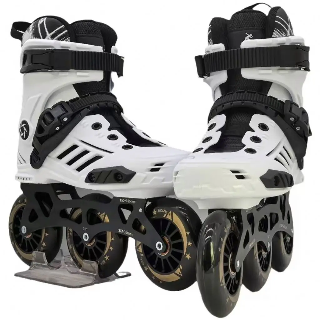 Custom 3 PU Wheels Double Color CNC Aluminum Frame Slalom Roller Shoes Professional Inline Skates Roller skate