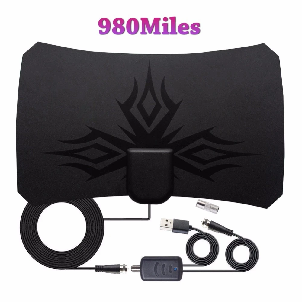 4K 960 Miles HDTV HD Satellite Receiving Antenna Graphic Design TV Box Digital TV Antenna Digital Booster Active Indoor Antenna