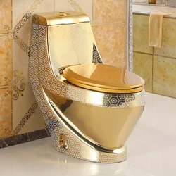 Ceramic Sanitary Ware Suite Bathroom WC One-Piece Plating Gold Color bathroom toilet and Pedestal sink set