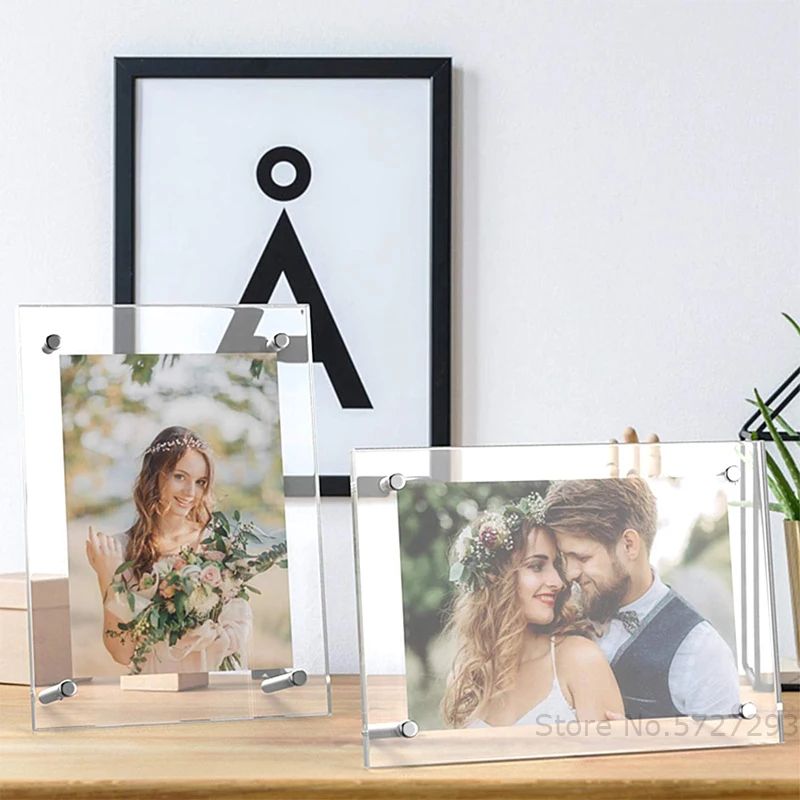 Standing desk A4 acrylic frame with screw photo picture display stand