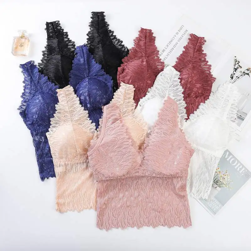 Женский кружевной бюстгальтер без косточек большого размера, красивый кружевной топ-труба на спине, женское нижнее белье со съемными вставками