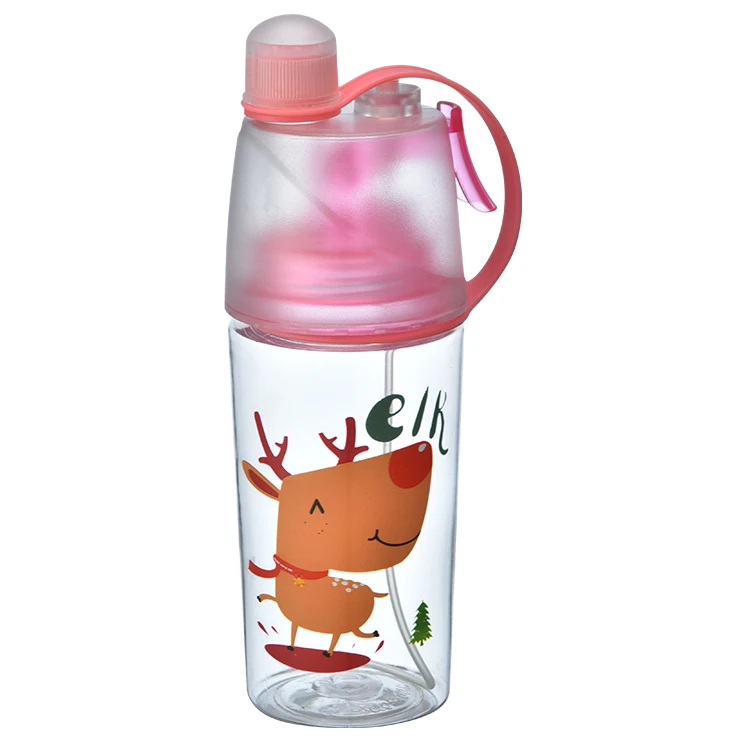 400ml/600ML BPA Free Travel Portable Plastic Water Bottle with Spray Mist for Children School Spray water bottle