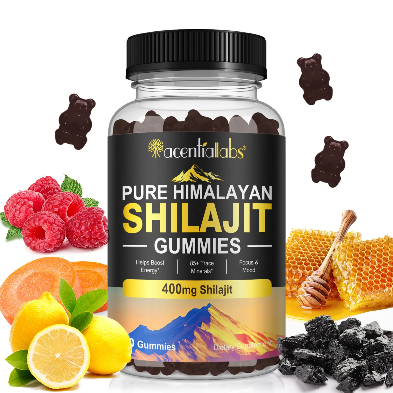 Acentiallabs antioxidant helps boost energy immune health 400mg gummies shilajit pure himalayan shilajit gummies
