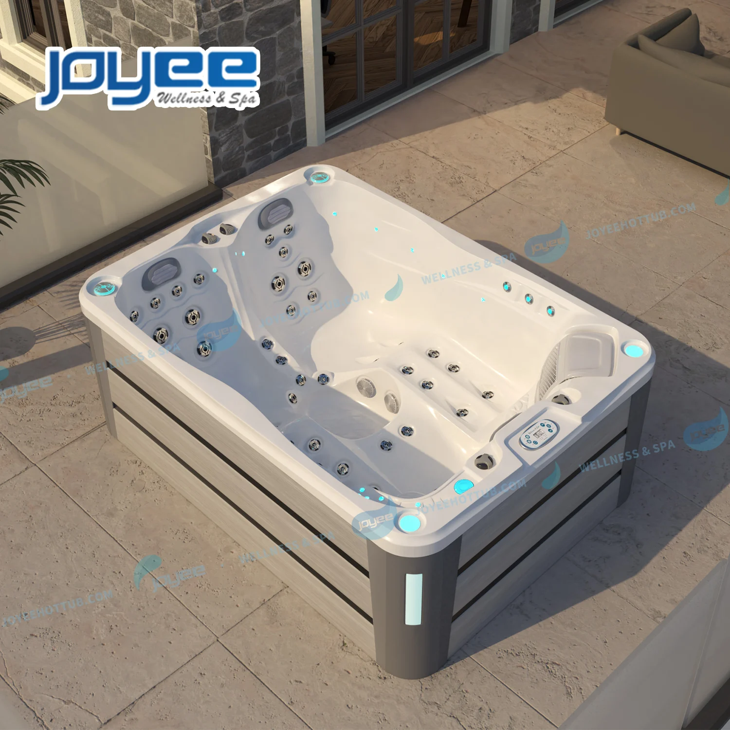JOYEE Made in China 3 Persons Hot Tub Modern Lifestyle Outdoor Garden Whirlpool Tub Balboa Control System Water Massage SPA Tub