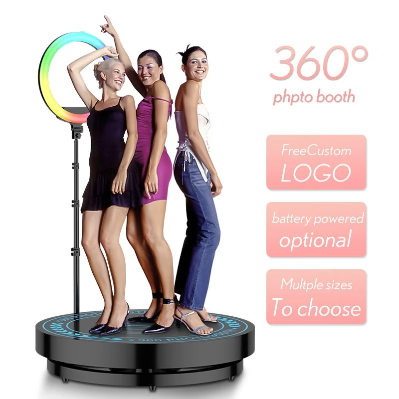 Hot sell Photo Booth Props 360 Slow Motion Selfie Spinning Digital Photo Booth With Ring Light Remote Control Free accessories