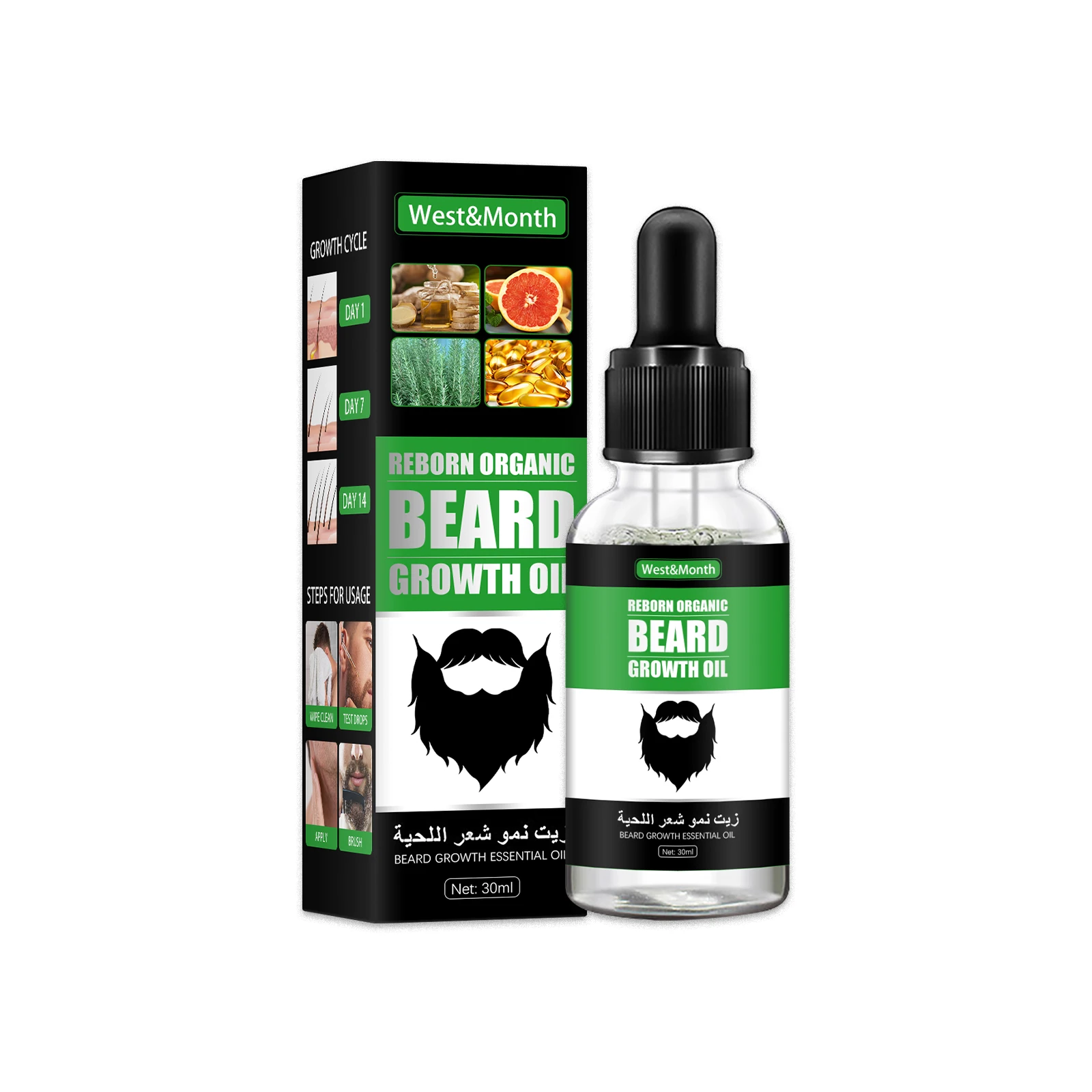 2022 New Private Label Custom Oem Logo Natural Organic Beard Growth Oil Men Growth Care Beard Growth Essential Serum Oil 30ml