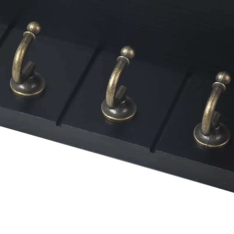 Wall-hung Type Wooden Decorative Wall Shelf Sundries Storage Box With 5 Hooks Hanger Organizer Key Rack Wood Floating Wall Shelf