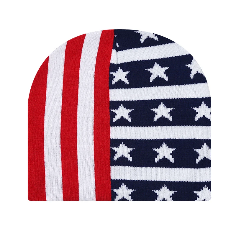 Wholesale Custom Logo Beanies Hats Independence Day in the USA Sport Letter Knitted Jacquard Hat Winter Skull Beanie Hat