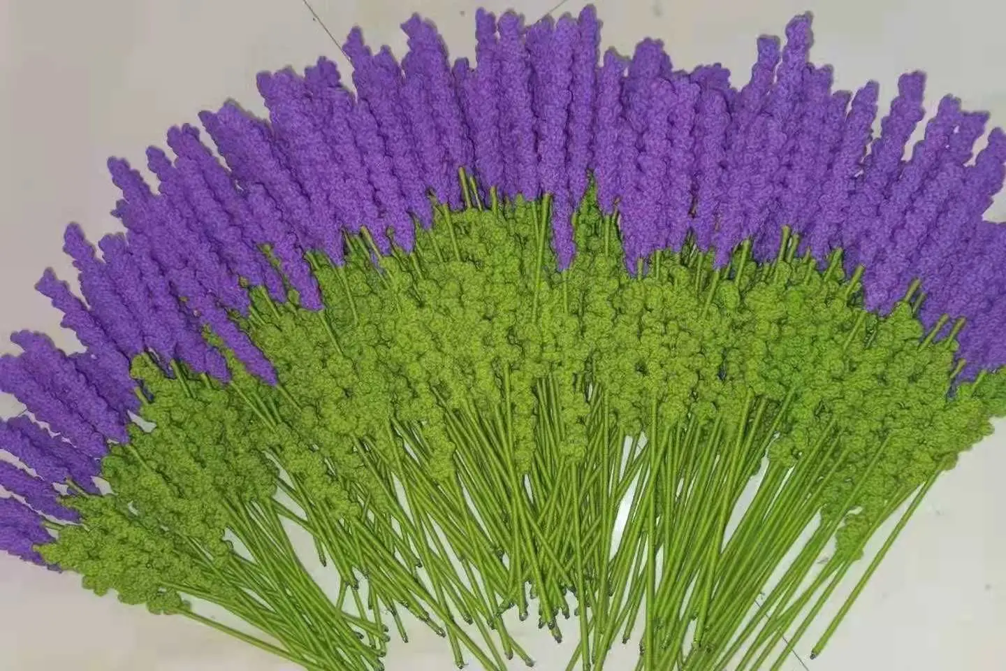 Customized Packaging Cotton Thread Purple Handmade Flower Stem Crochet Flowers