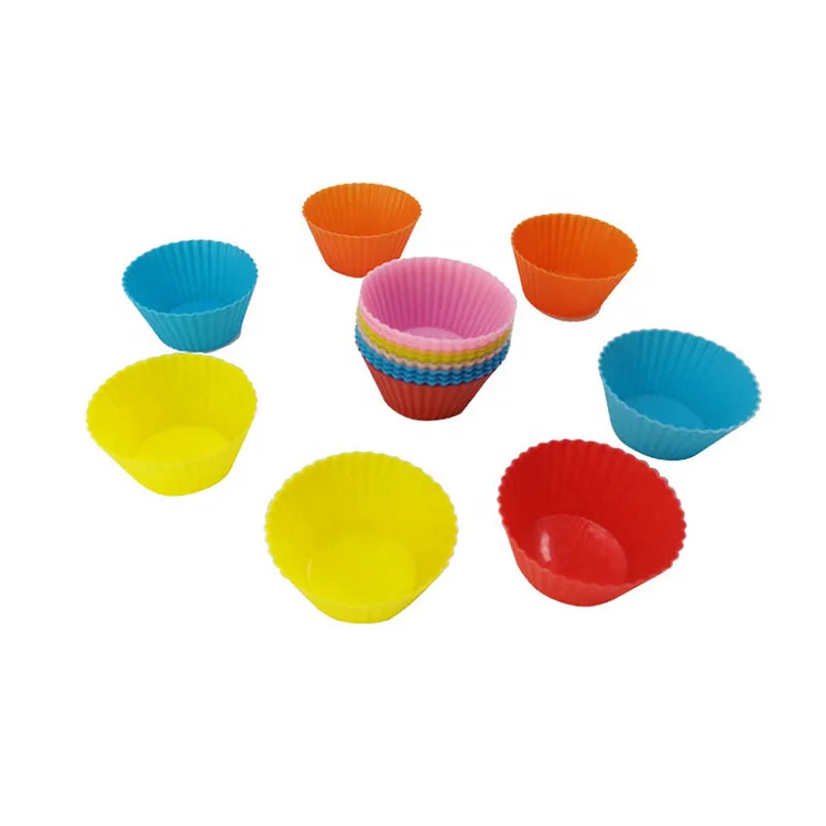 Amazon Colorful DIY Cake Reusable Non Stick BPA Free Cupcake Silicone Baking Tool Silicone Muffin Cups