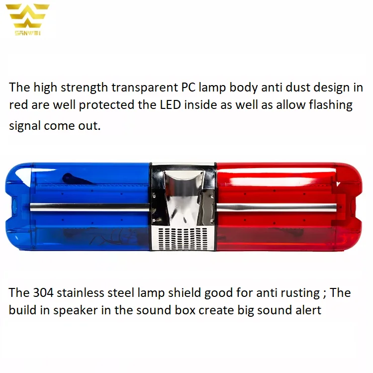 Automobile lighting system 12V red blue Emergency Warning Ambulance revolving light bar with siren speaker microphone