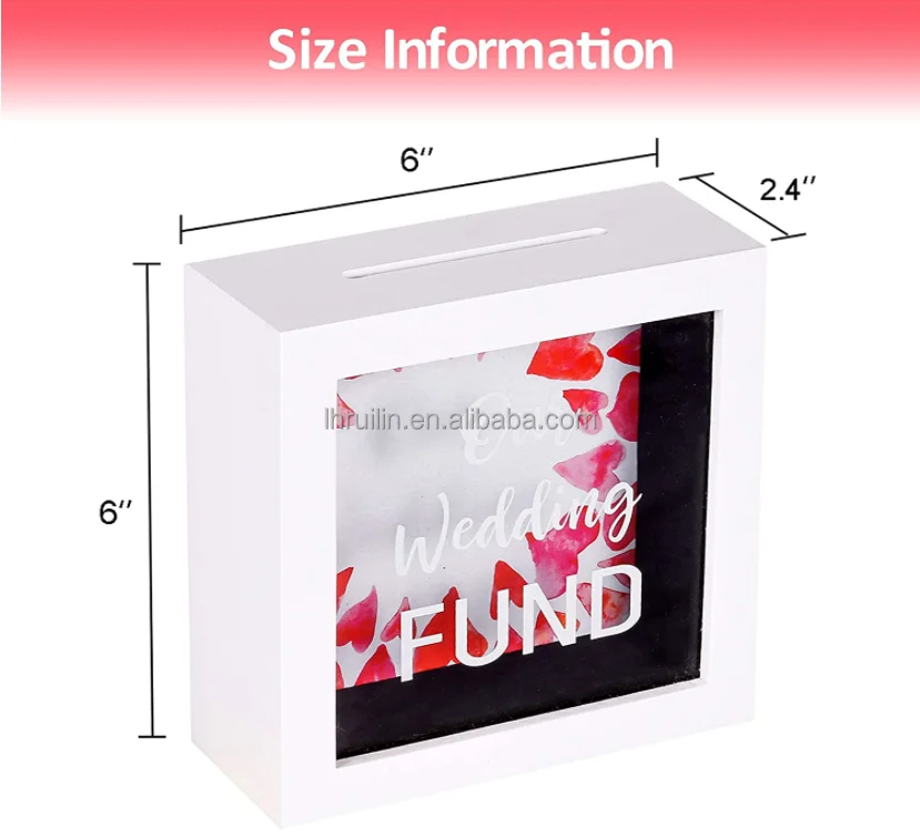 6*6inch  Wooden Transparent Money Can Coin Saving Box Piggy Bank Storage Wooden Money Coin Box