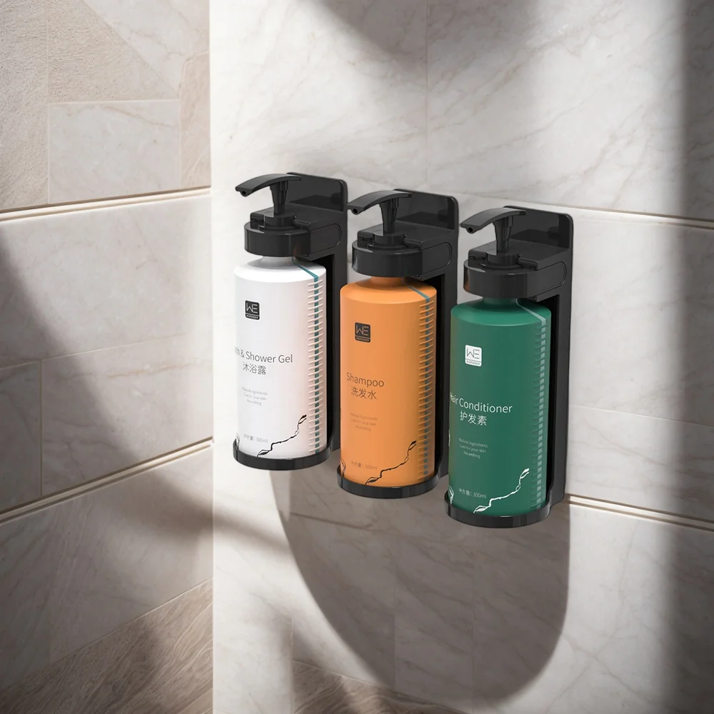 Magnet Hotel Bathroom Manual Soap Dispenser ABS Plastic Bracket Shower Soap Bottle Holder  Wall Mount Bracket