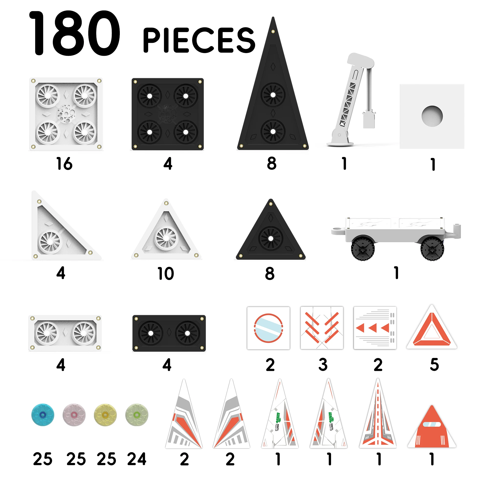 MNTL 180Pcs Stem Educational Magnetic Block Toys 3D Kids Mecha Magnetic Building Tiles For Kids