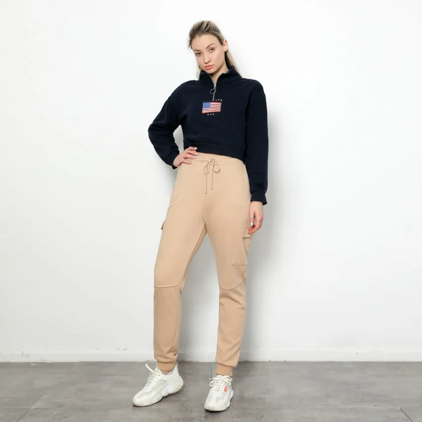 
2021 New Fashion Unisex Wholesale Custom Fashion Sweatpants Women Cargo Jogger Sweatpants With Pockets 